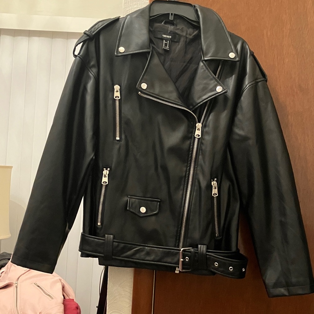 Forever 21 Black Leather Biker Jacket